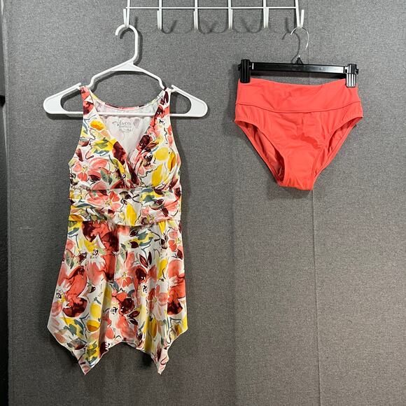 Denim & Co. Beach Handkerchief Hem Tankini with Brief Multicolor Size 2 - Picture 1 of 11